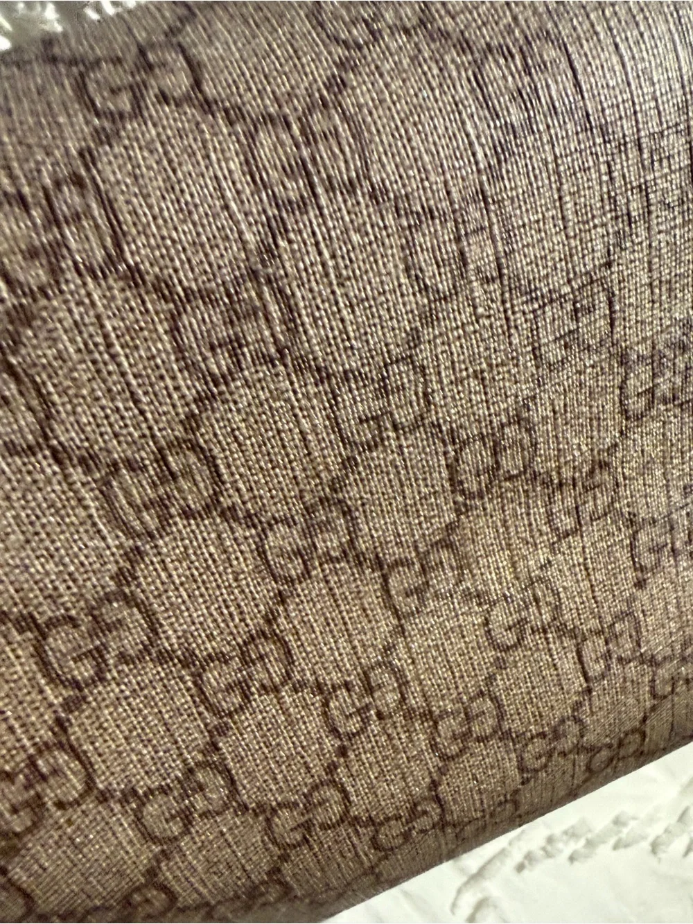 GUCCI Guccisima, hint of sparkle GG Supreme painted beige canvas Boston Bag